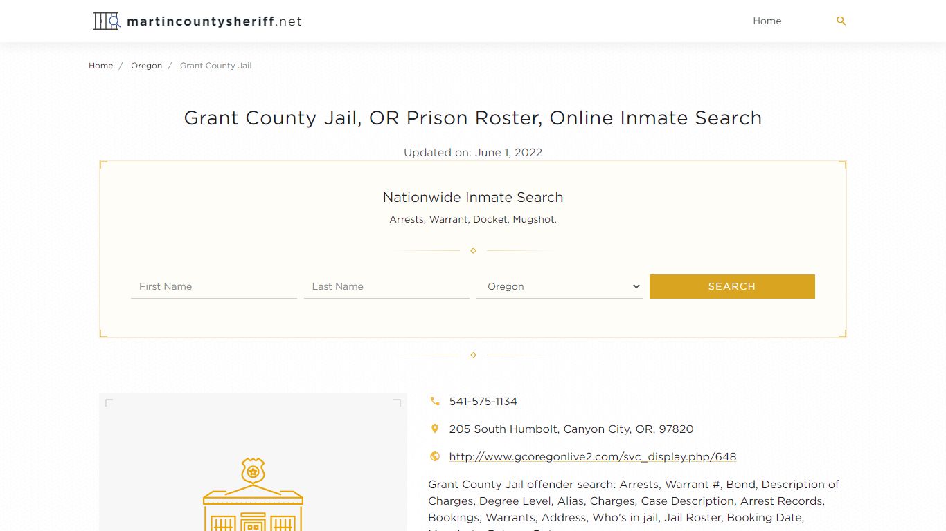Grant County Jail, OR Prison Roster, Online Inmate Search ...
